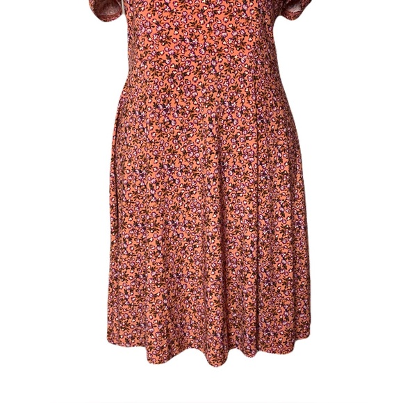 City Vibe Peach Floral Print Sweetheart Top Dress Women’s Medium - Picture 3 of 8
